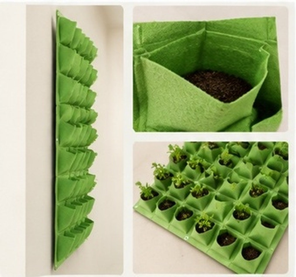 Grow Bag - 64-Pocket Wall Mounted Planting Pouch Non-Woven