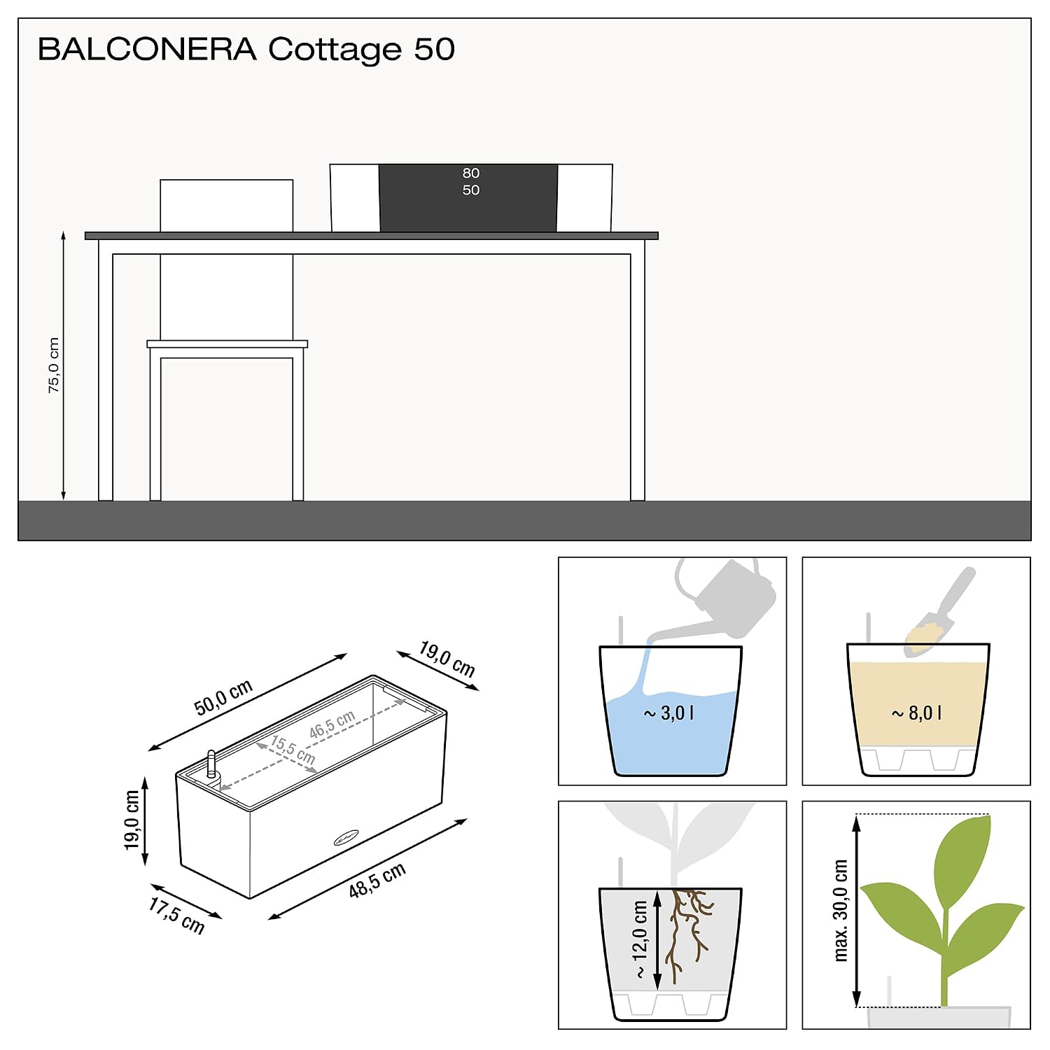 BALCONERA Cottage 50 Mocha, Se - Self Watering Planter ulasan dan harga