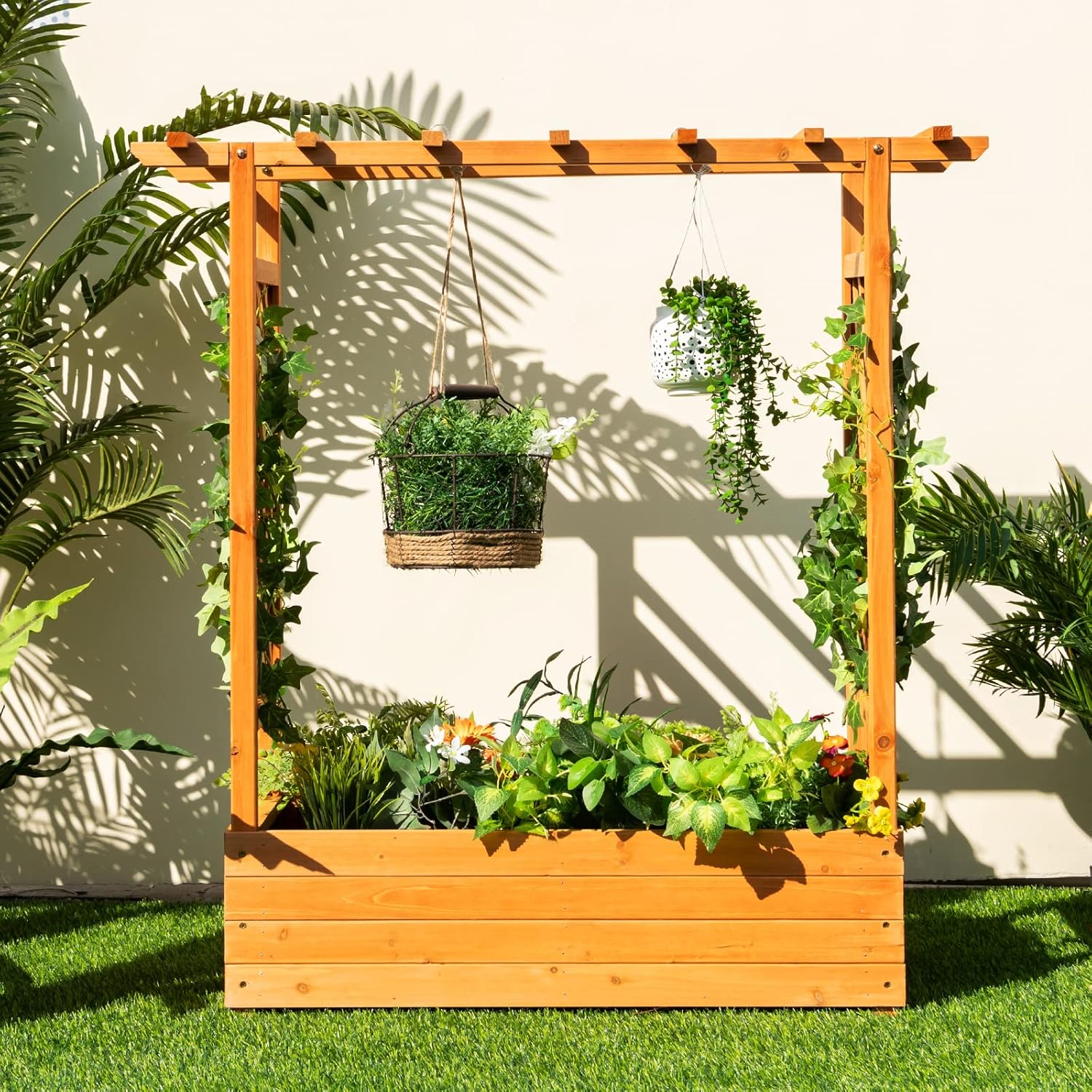 Wood Raised Garden Bed with Ar - Raised Garden Bed ulasan dan harga