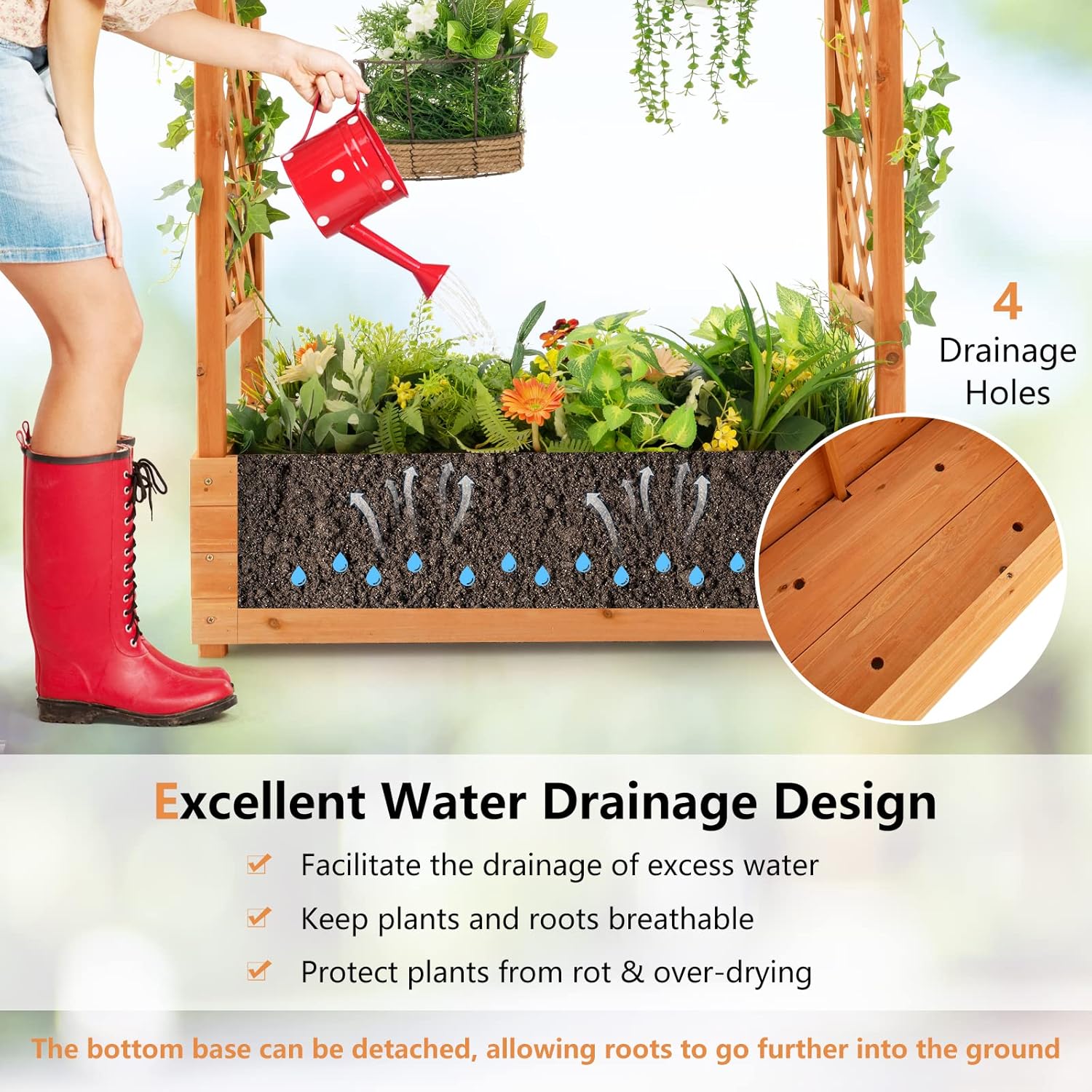 Wood Raised Garden Bed with Ar - Raised Garden Bed ulasan dan harga
